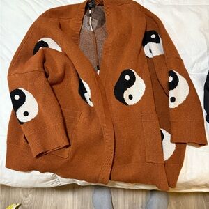 Dressed in LALA Rust Yin Yang Cardigan